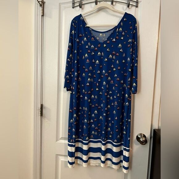 Leota Nouveau Sheath in Ahoy Nautical Dress NWT size 1L (16/18W) - Picture 3 of 13